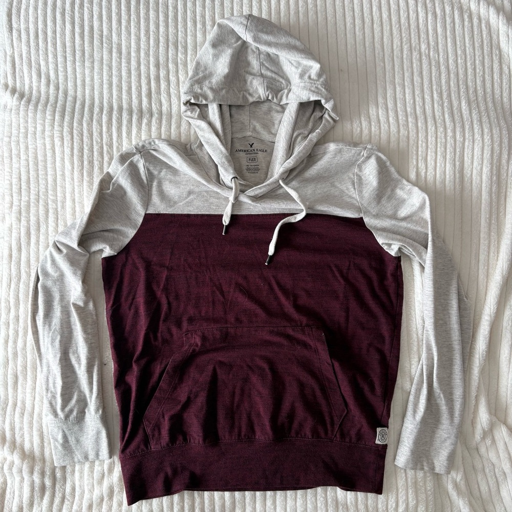 American Eagle Outfitters Gray and Burgundy Hoodie